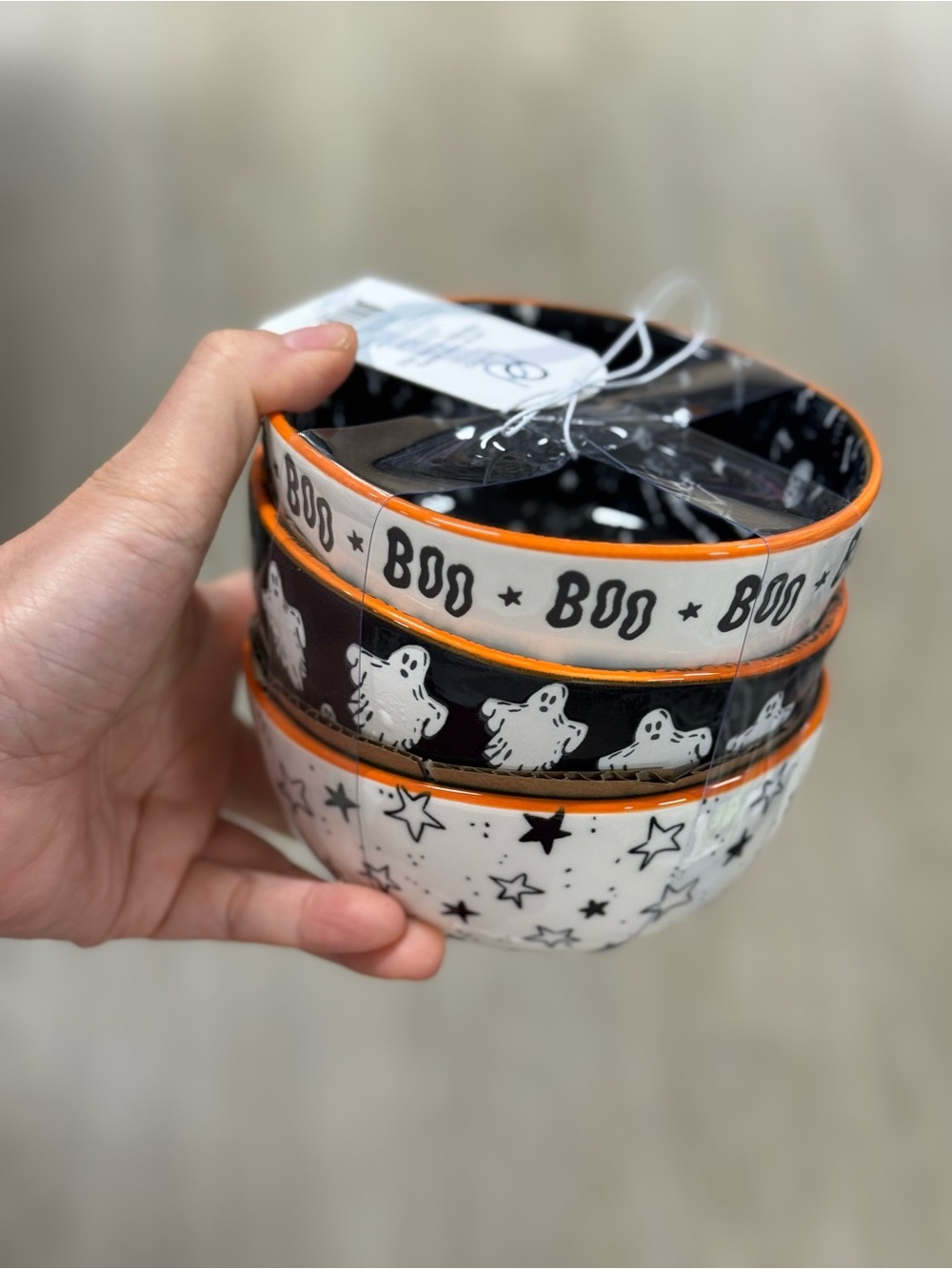 Primark Halloween Ceramic Bowls in Black & White with Orange Trim(6 bowls total) - Picture 2 of 8